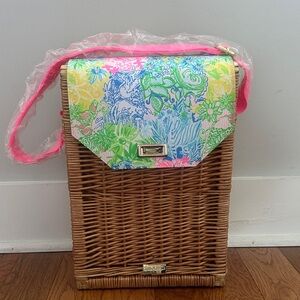 NWT Lilly Pulitzer Wine Wicker Bag